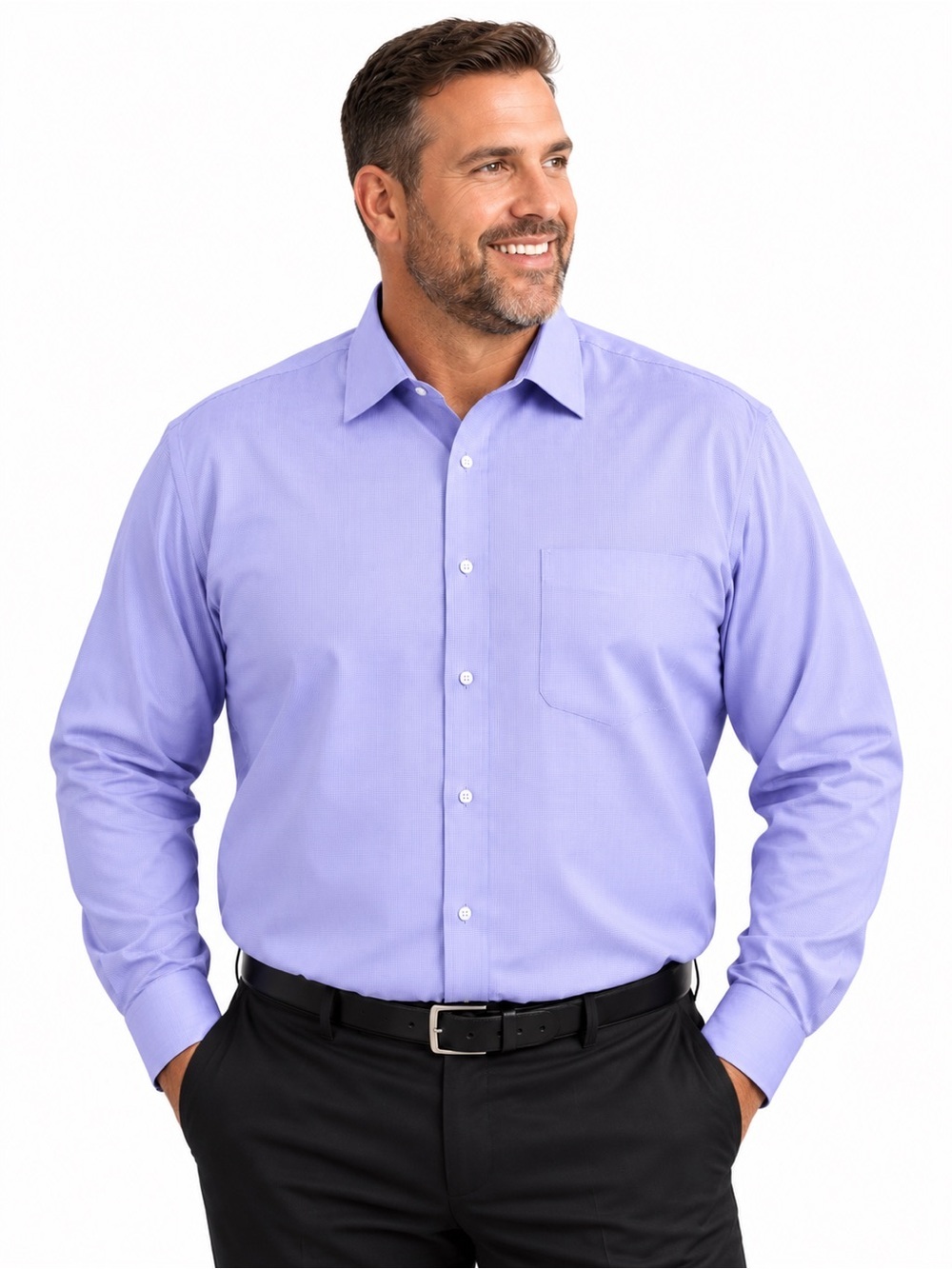 Rochester Men's Classic Button-Down Dress Shirt - Lavender